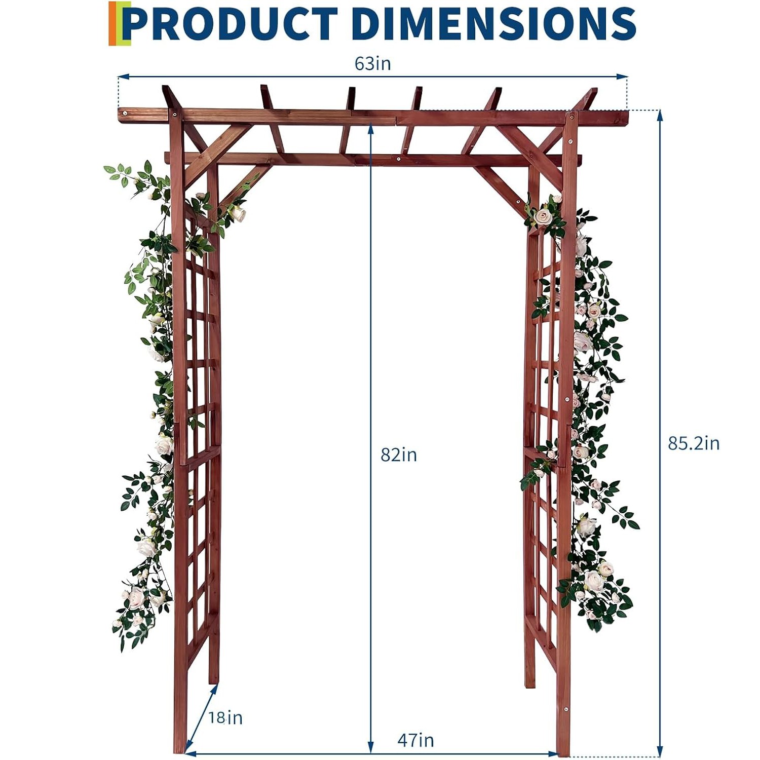 7 Ft Outdoor Wooden Arbor Arch Pergola Trellis w/ Flat Top for Garden Yard Decor