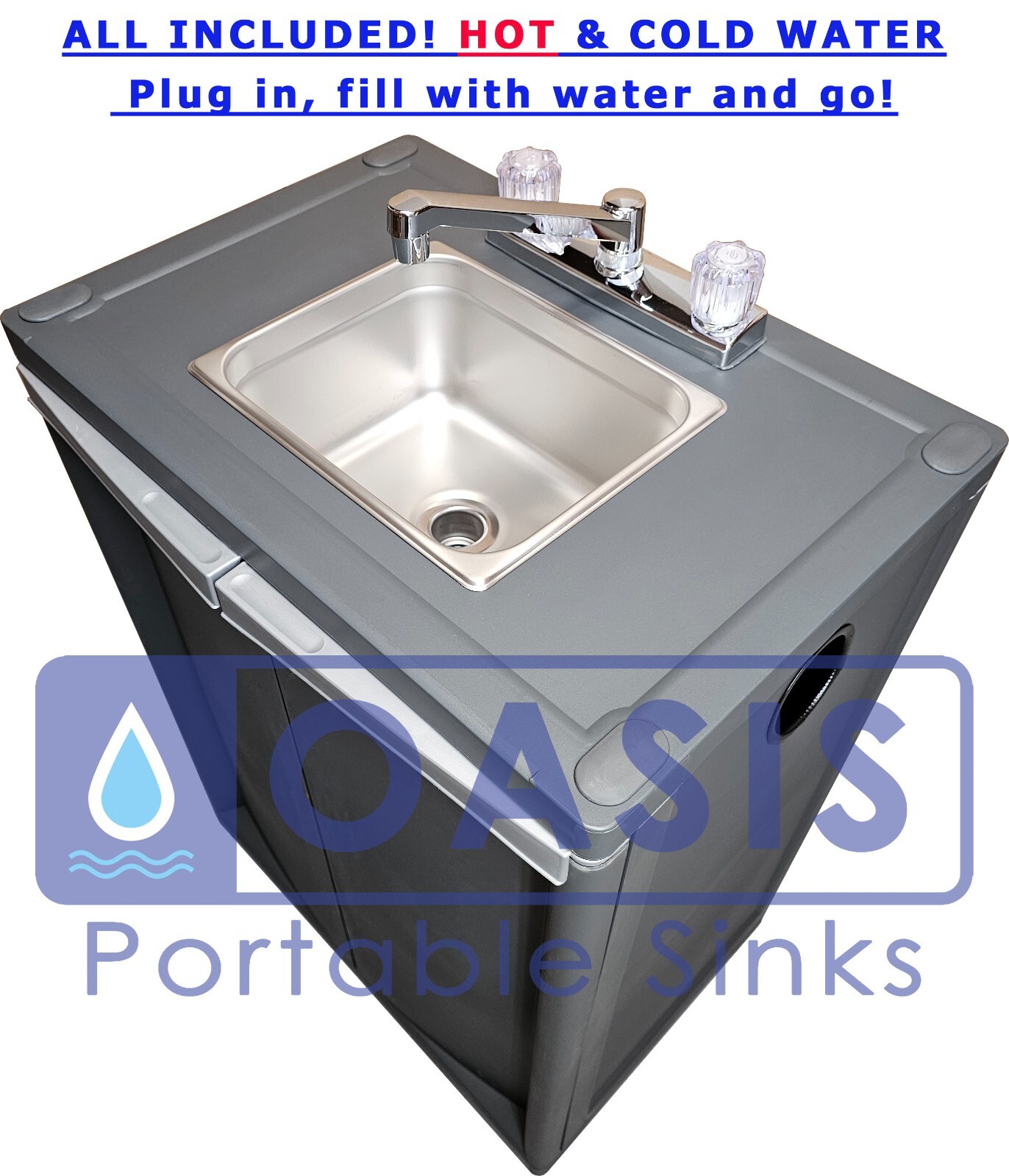 Portable Mobile Sink Hot and Cold Water LONG SPOUT Self Contained NSF parts