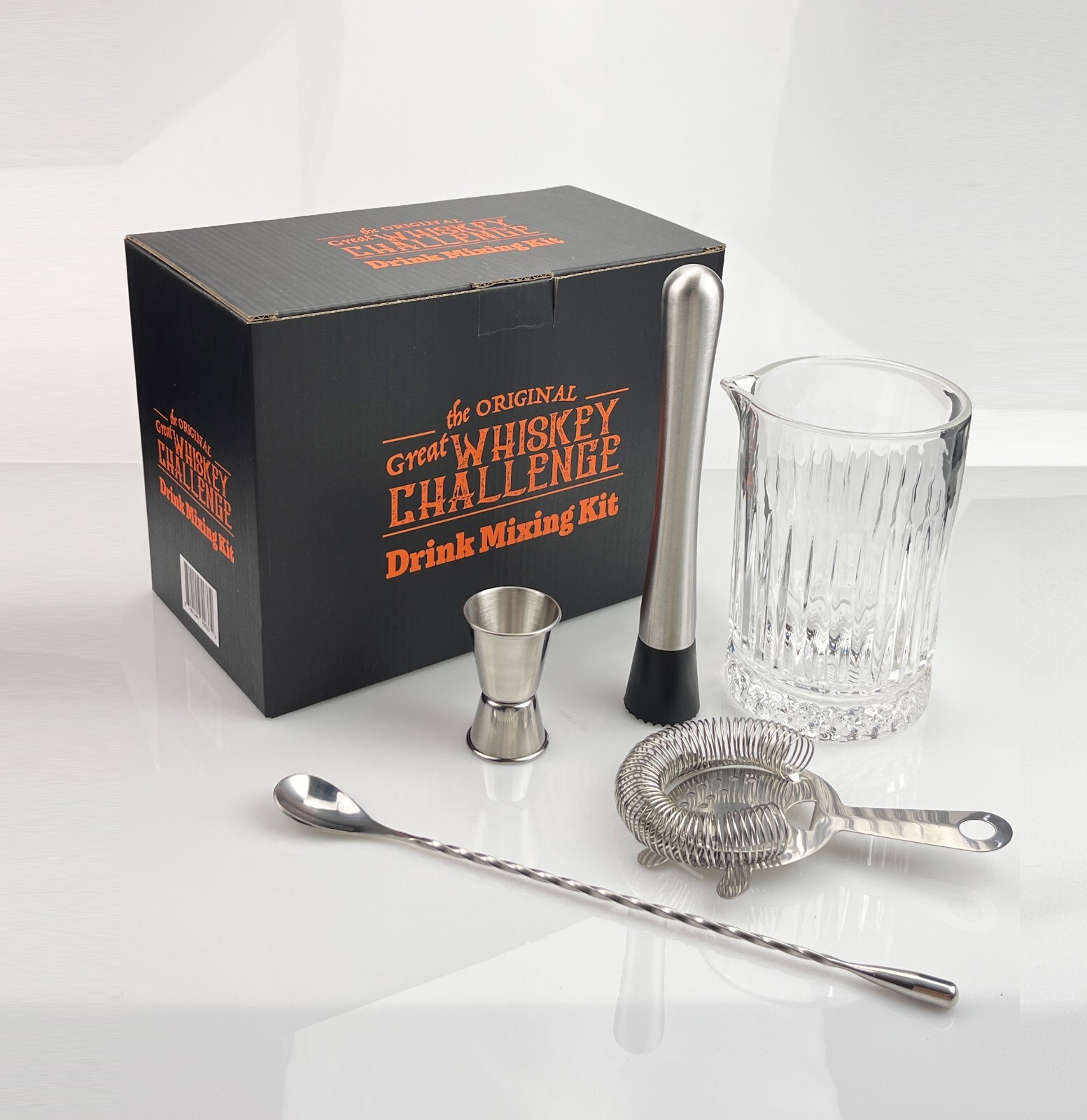 Original Great Whiskey Challenge Cocktail Strainer Glass Mixing Kit Set Crystal