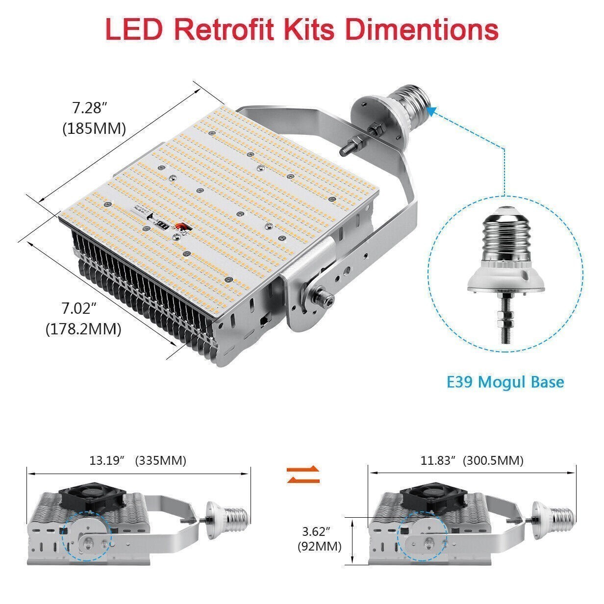 150 Watt LED Retrofit Kits Shoebox Fixture Parking Lot Commercial Lighting 5000K