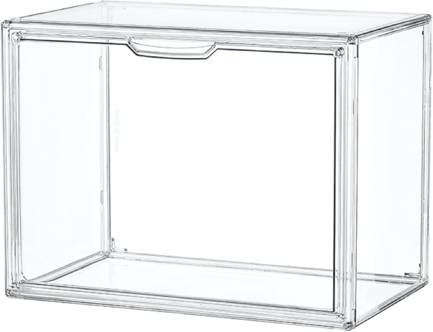 Clear Acrylic Display Case, Stackable Plastic Storage Bins with Magnetic Attract