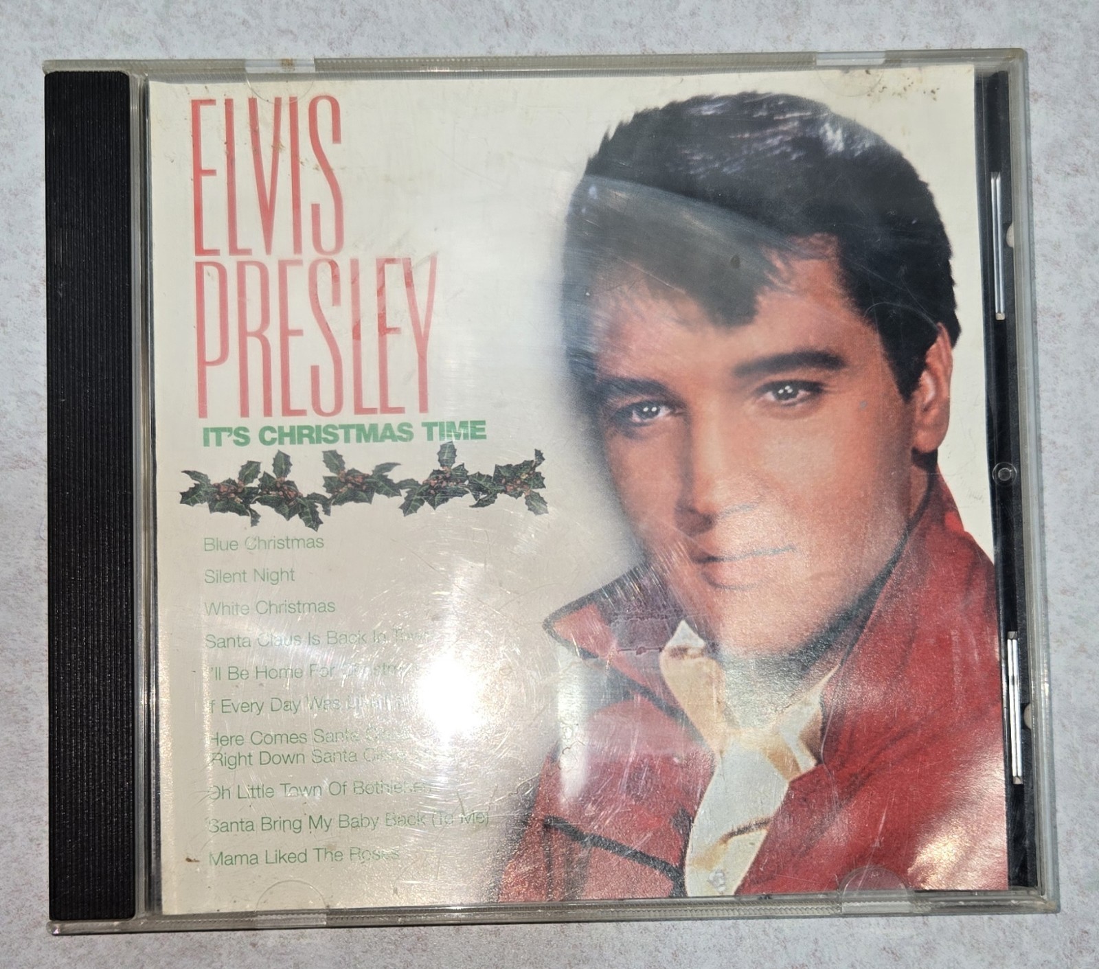 Elvis Presley Wooden Clock Face Lacquered Wood Plaque And Christmas CD SEE DESCP
