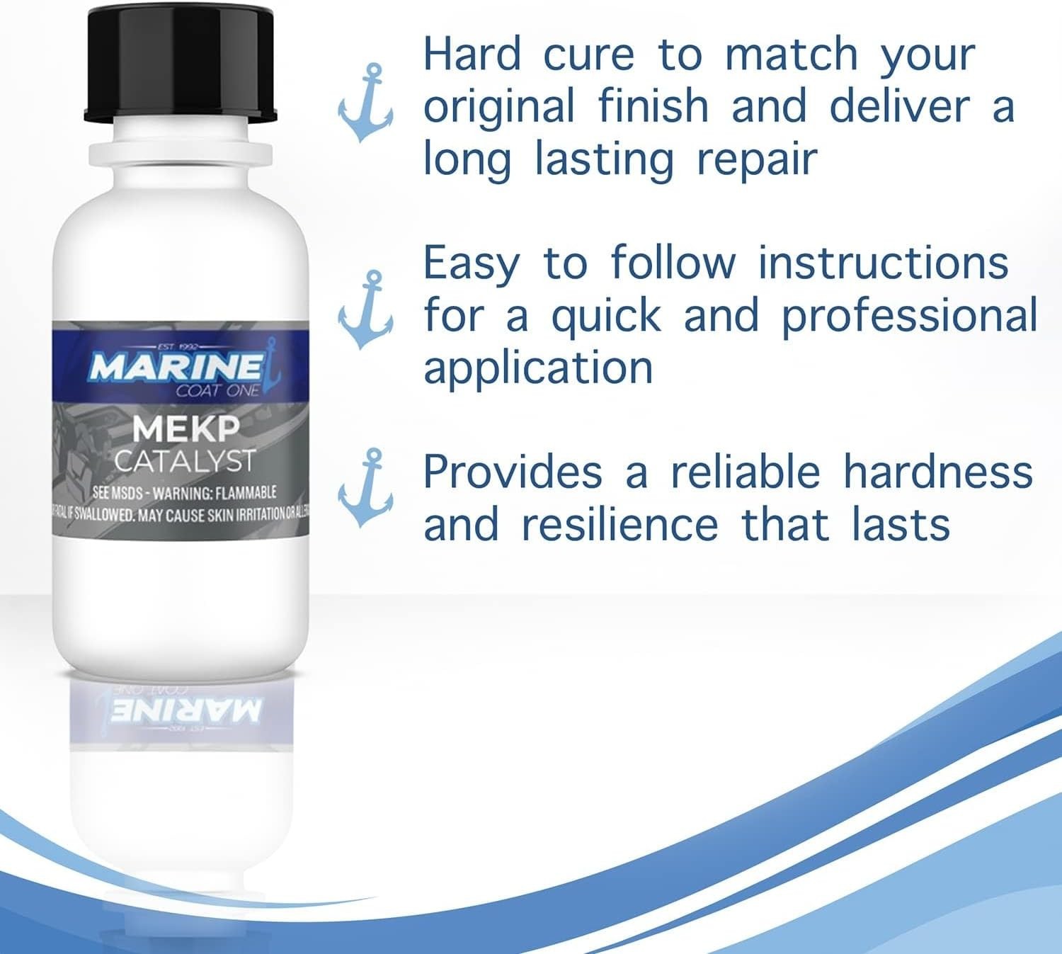Marine Coat One, White Gelcoat Repair Kit For Boat - (White With Wax, Gallon)