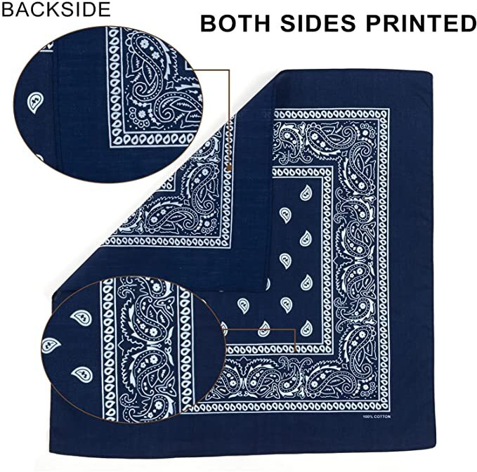 Bandana 100 Cotton Paisley Print Double-Sided Scarf Head Neck Face Mask 22"X22"