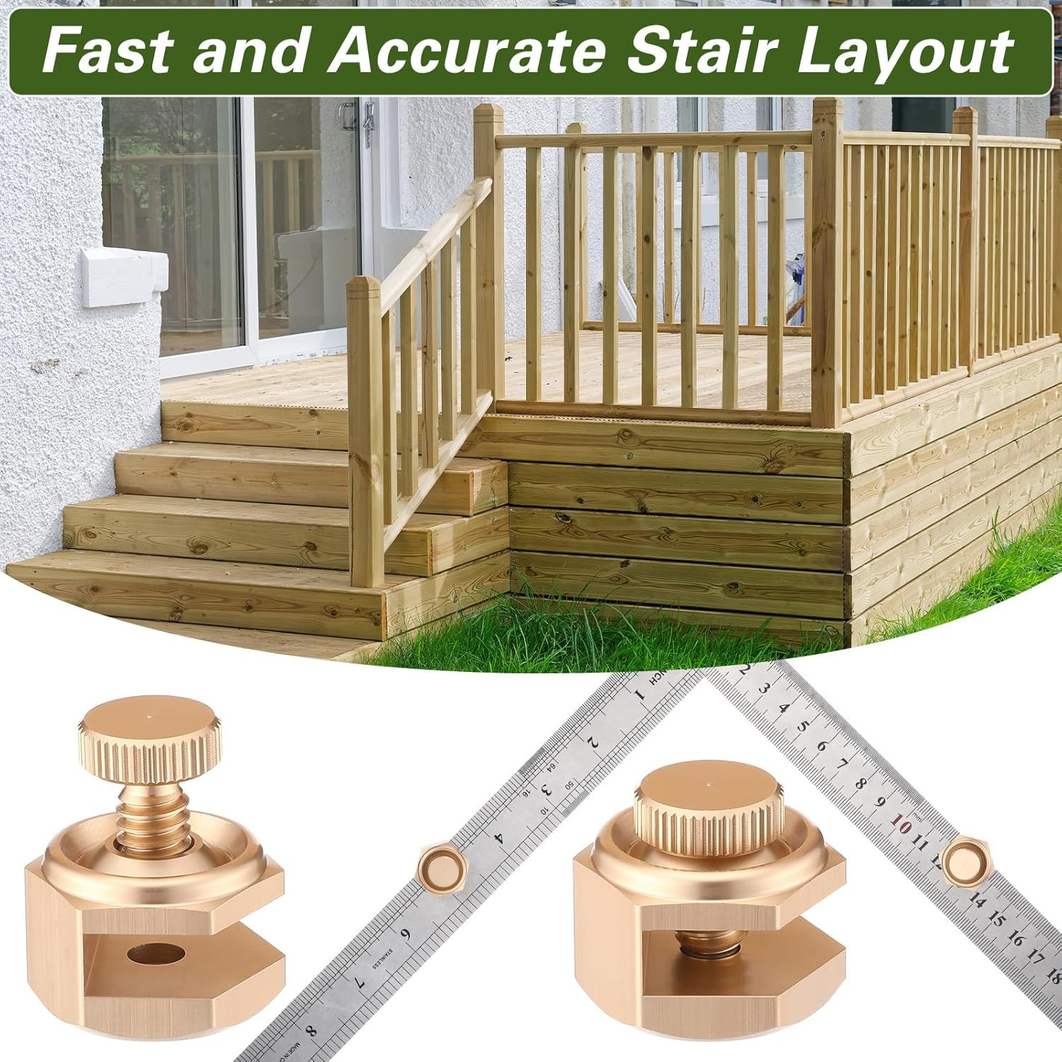 4 Pack Stair Gauge Set for Framing, Layout Tool for Carpentry (Gold)