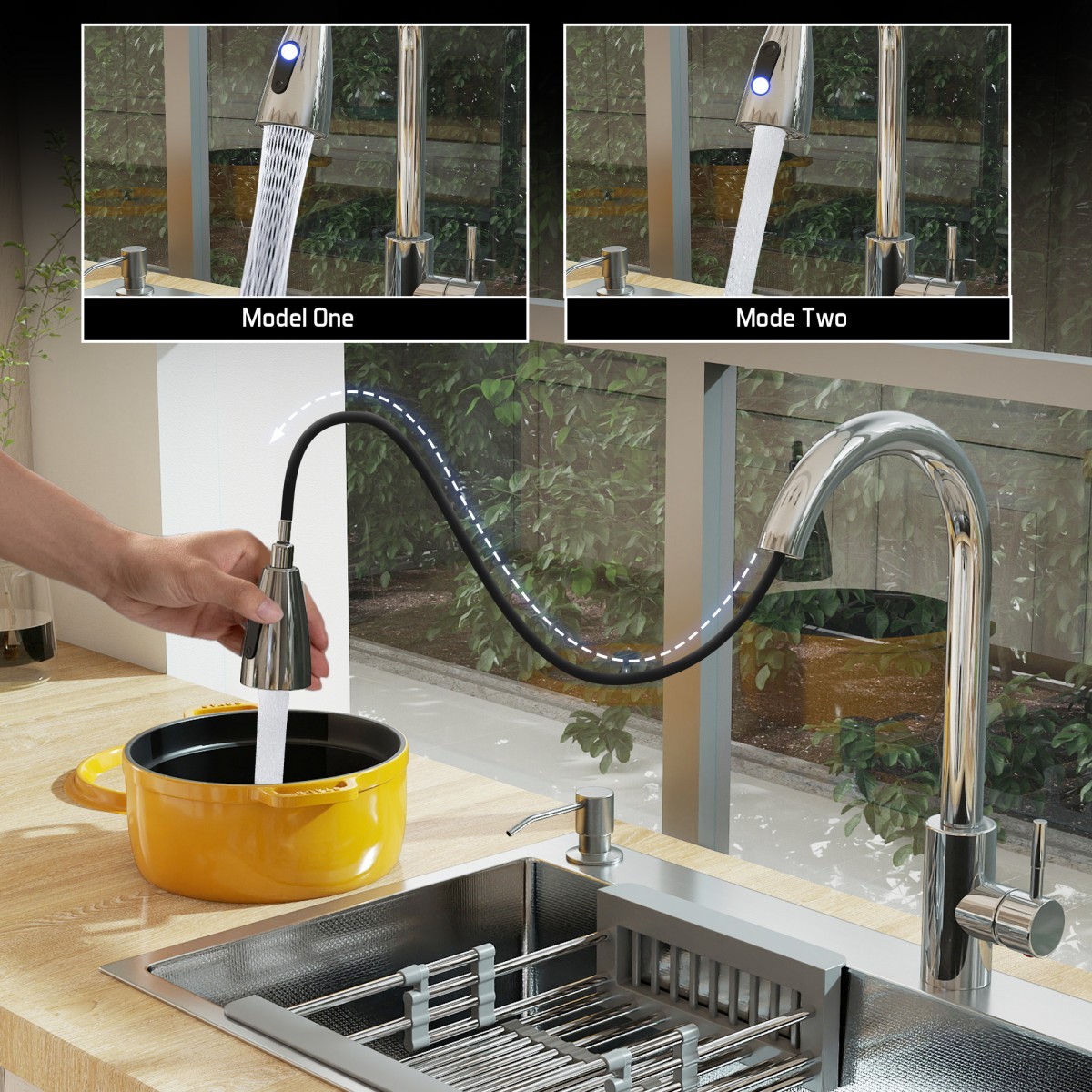 28"/30"/32" Drop In Single Bowl Kitchen Sink Stainless Steel Single Bowl Faucet