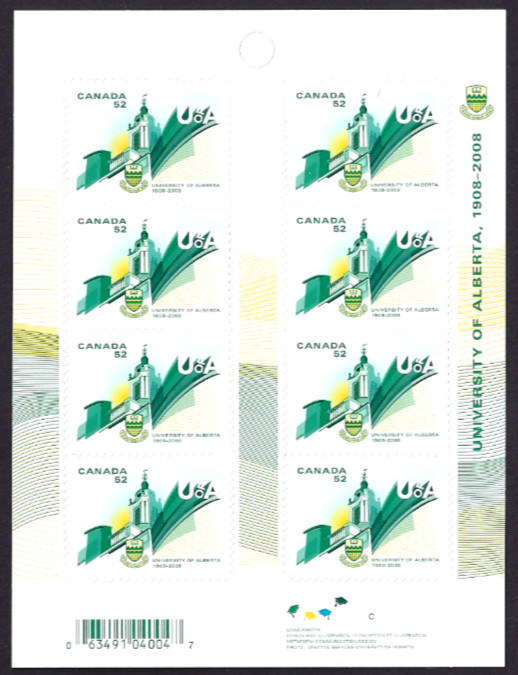 🍁Canada   #BK370   "UNIVERSITY OF ALBERTA"    Brand New  2008  Booklet Issue