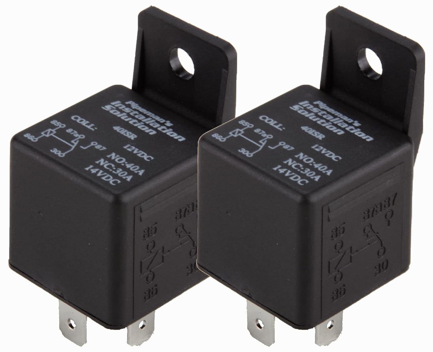 2 Pack 12 Volt 40 Amp SPDT Automotive Relay 5 Pin with Mounting Tab