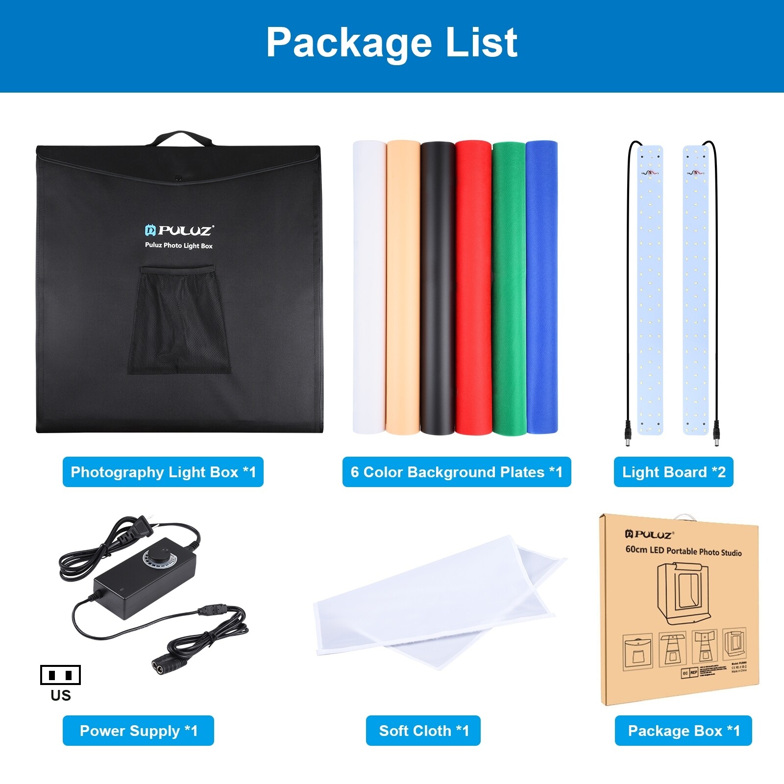 US PULUZ Portable 60cm 24'' Light Box Photography Large Studio Light Box Tents