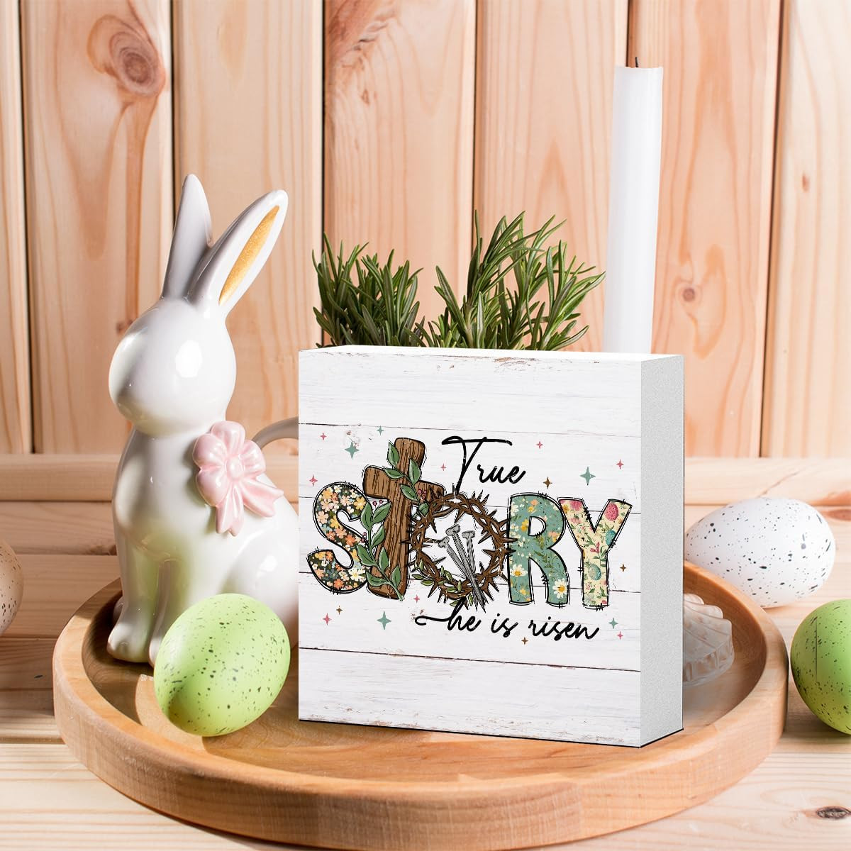 Easter Desk Decorations, Christian Easter Decorations, Retro Farmhouse Flower Cr