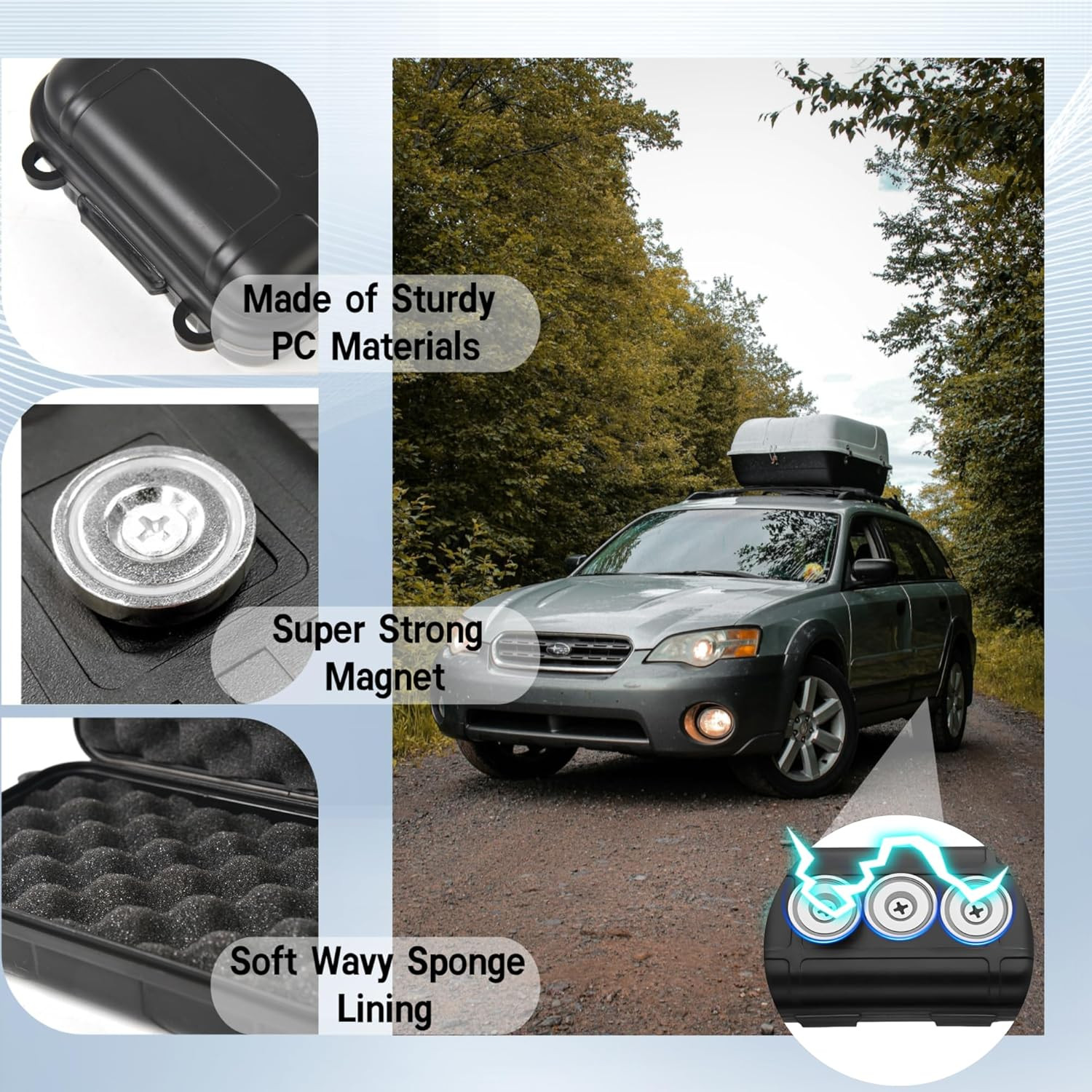Magnetic Key Holder for Car, Hide a Key outside Magnetic Key Box, Waterproof Sec