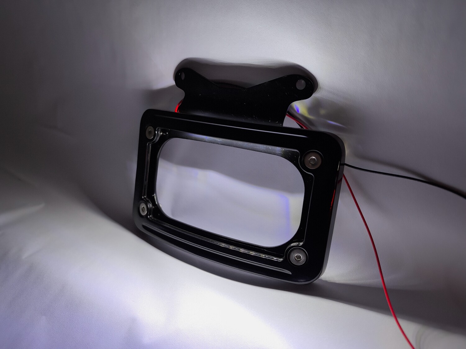 Black Curved License Plate Frame w/ LED Light For Harley Street Road Glide 10-23