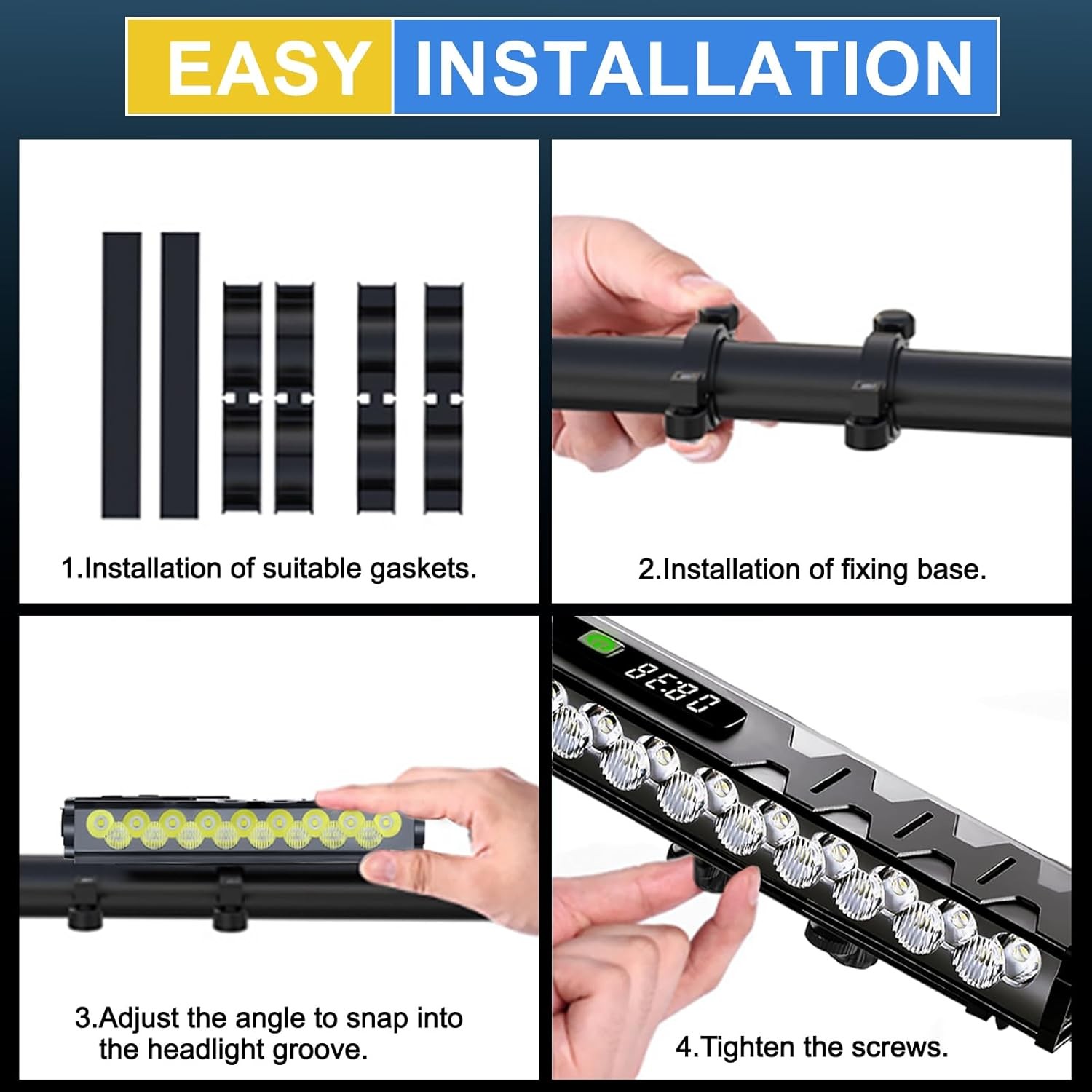 Powerful 4800LM LED Bike Light Bar 10000mAh Rechargeable Bicycle Front Headlight