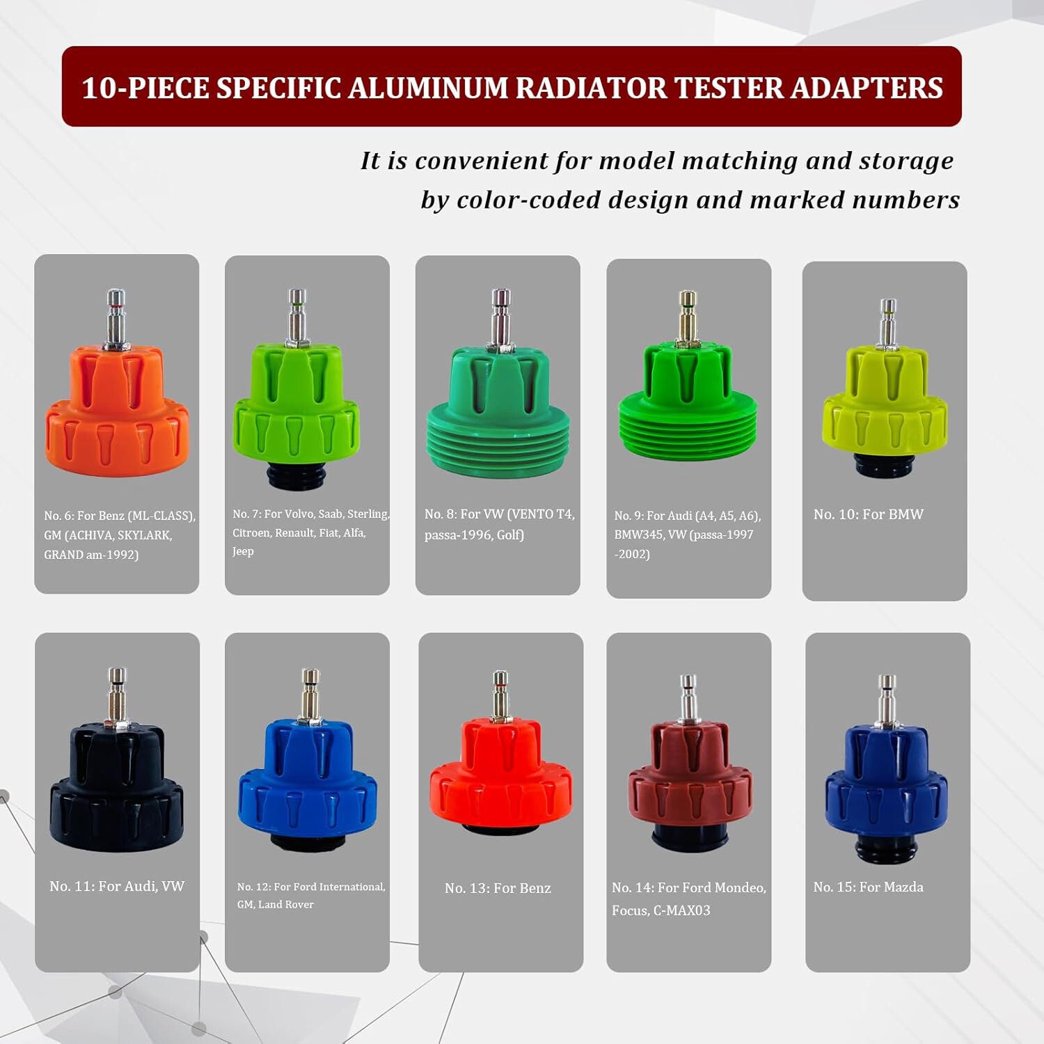 18pcs Universal Radiator Pressure Tester Kit Coolant Vacuum Type Cooling System