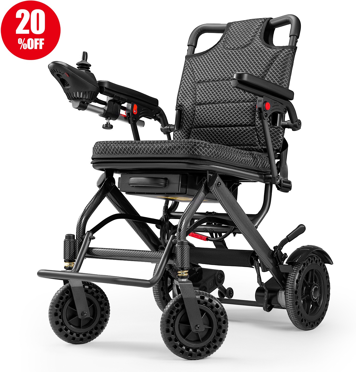 Lightweight 38Lb Foldable Electric Wheelchair Intelligent 300Lb All Terrain FDA