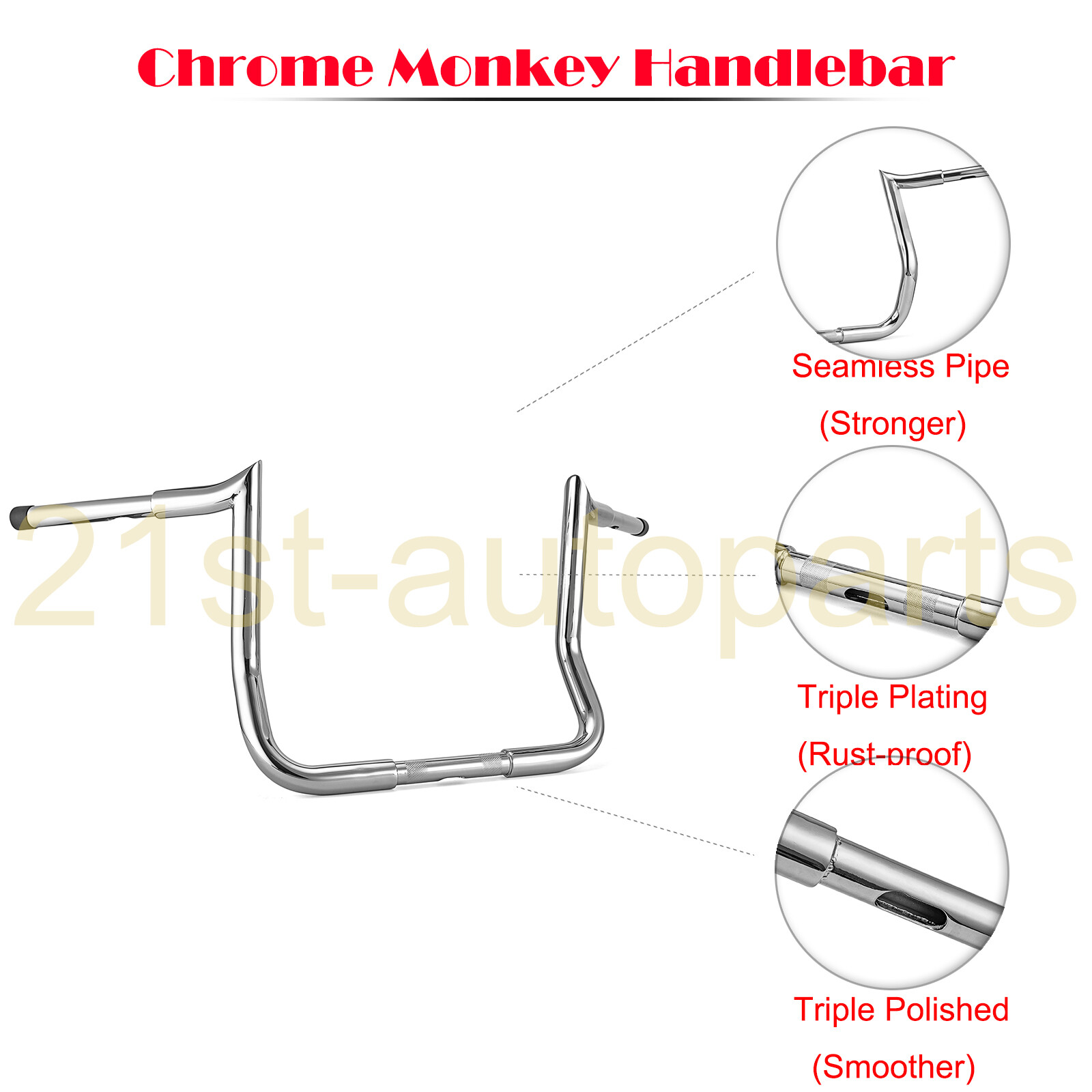 For 86-UP Harley Electra Street Glide Rise 14" Monkey Bar Ape Meathook Handlebar