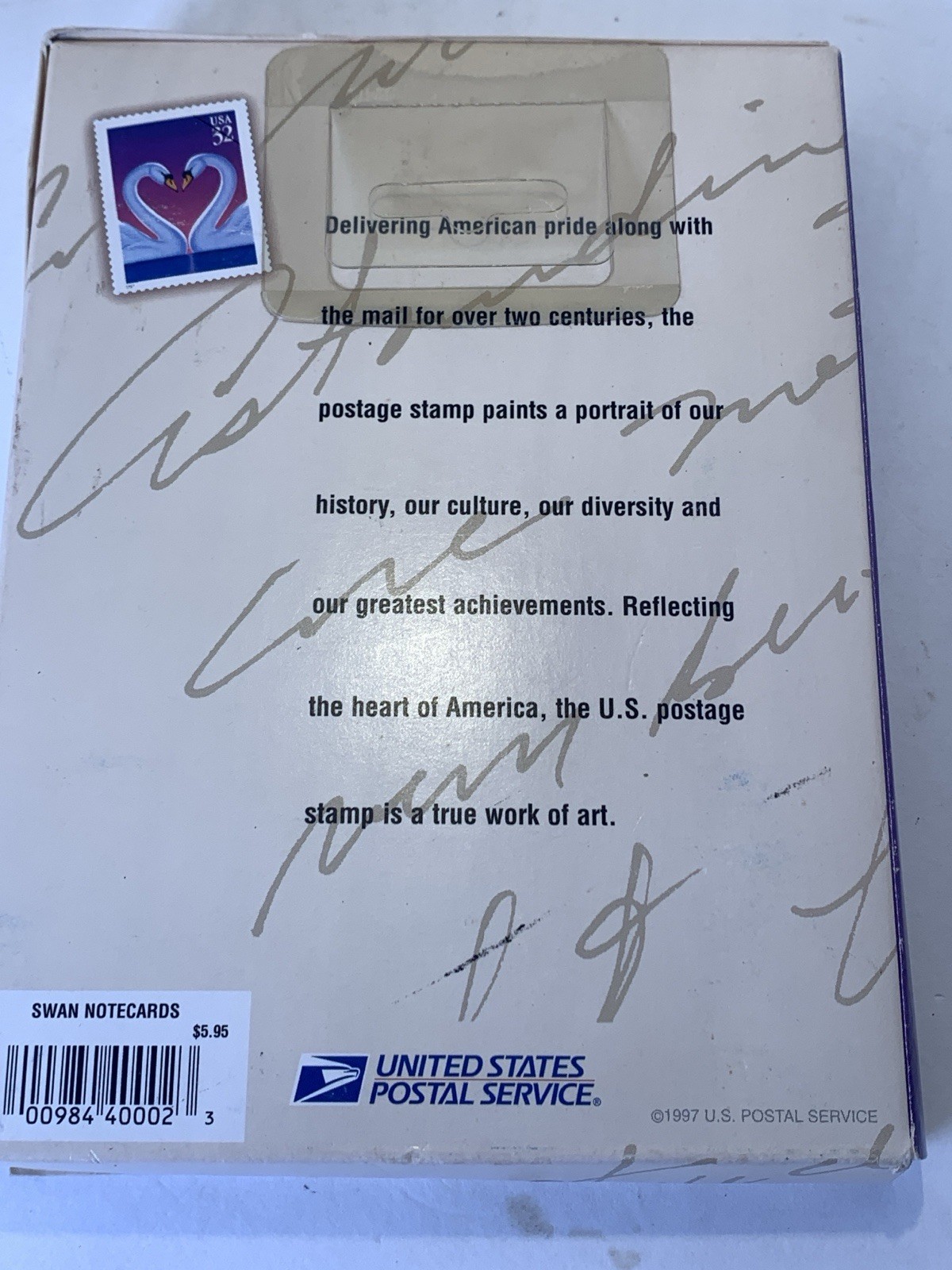 1997 Love Swans Postal Stationery Note Cards Envelopes Sealed NOS Vintage