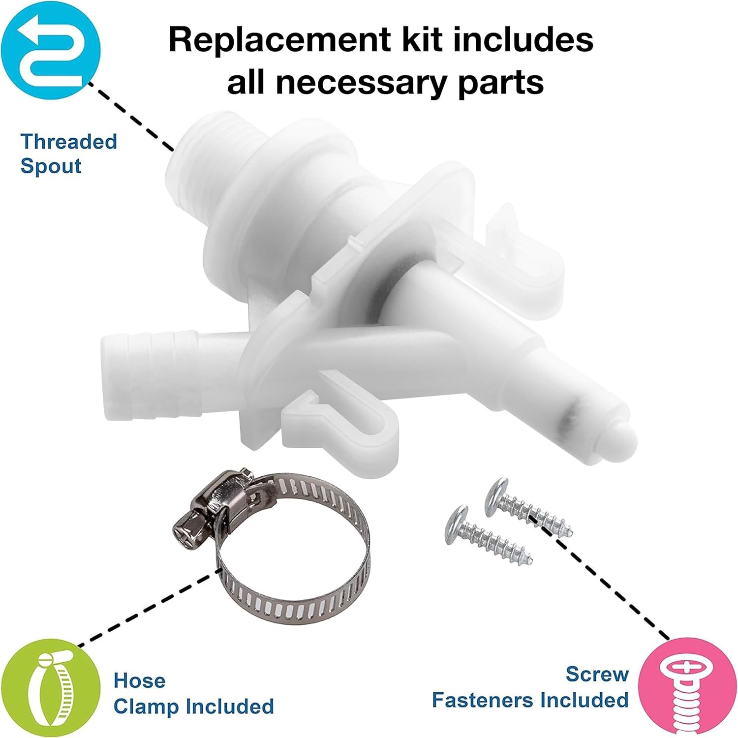 Upgraded RV Water Valve Replacement Kit for Pedal-Flush Toilets, Compatible...