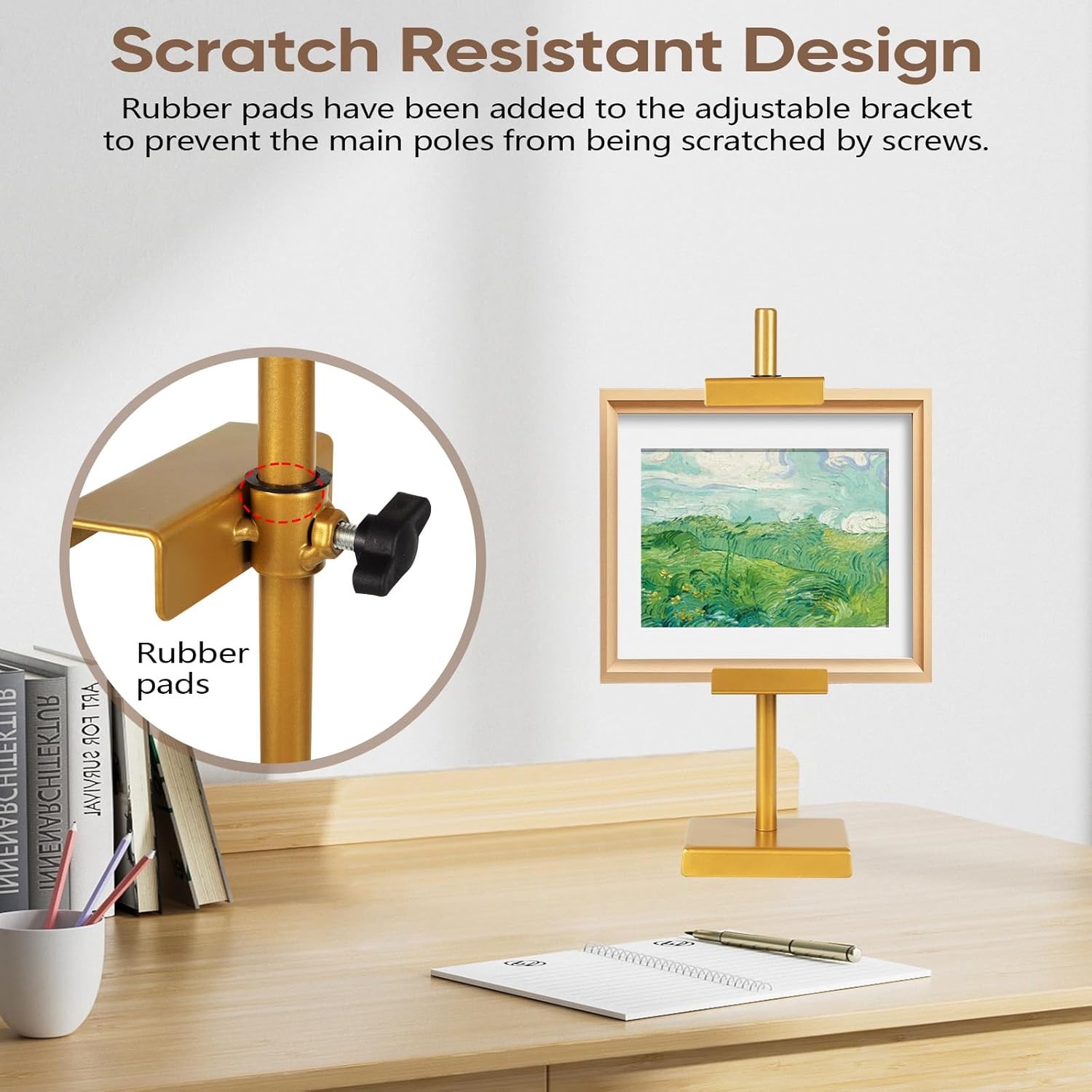 Tabletop Easel Stand for Picture Frames, Picture Easels for Display, Gold Easel