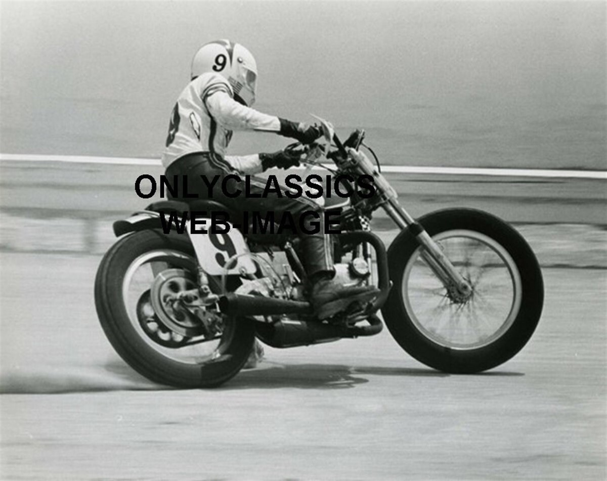 GARY NIXON AMA MOTORCYCLE RACING CHAMP 8X10 PHOTO TRIUMPH FLAT TRACK POWER SLIDE