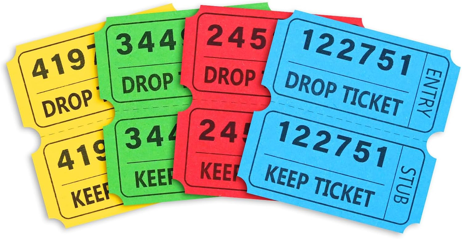 2000 Pcs 50/50 Raffle Tickets, Large Bold Numbers Double Tickets, 2"X2" Ticket f