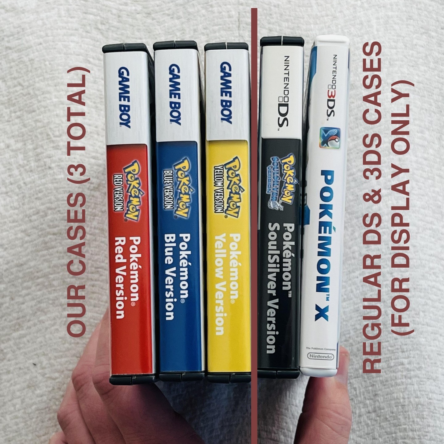 Pokemon Red, Bue, Yellow CASE ONLY 3 Pack Game Boy Box Pokémon Nintendo DS Sized