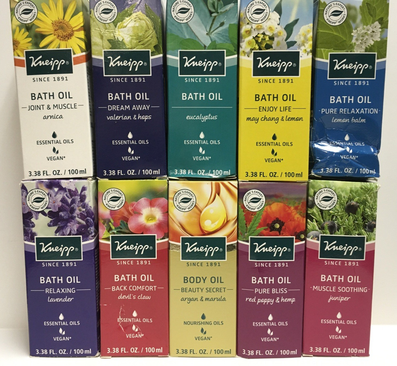 Kneipp Bath Oil assorted sold separate 3.38 Fl Oz,Vegan Germany (dented box) New