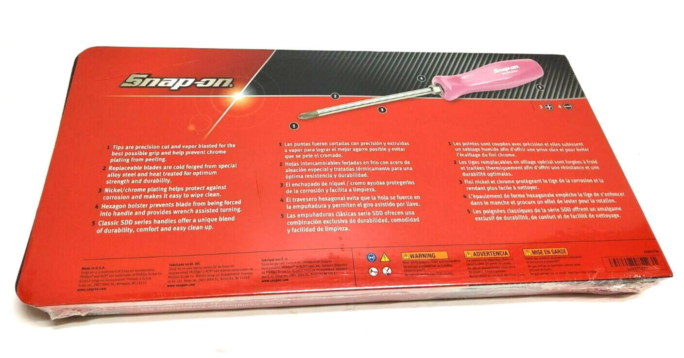 New Snap-on™ Pearl Pink Hard Handled 7-piece Screwdriver Set SDDX70APP