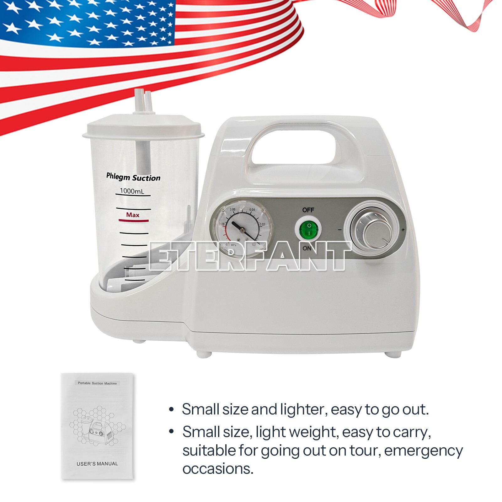 Dental Portable Suction Machine Oral Emergency Vacuum Phlegm Suction Unit 1000mL