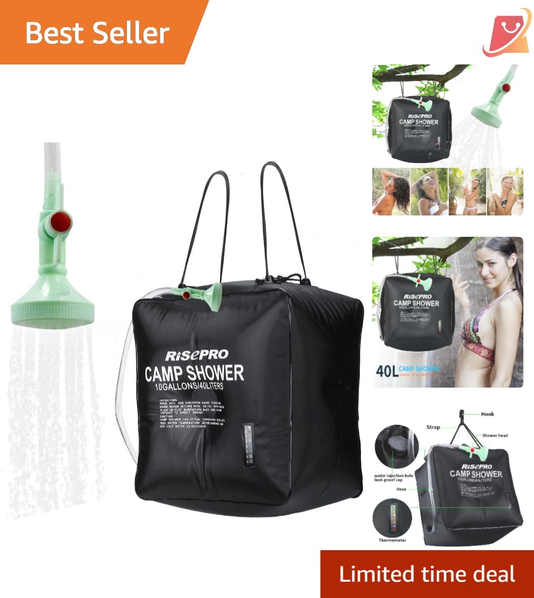 10 Gallon Solar Shower Bag Camping Outdoor Hot Water Solar Heating Hiking