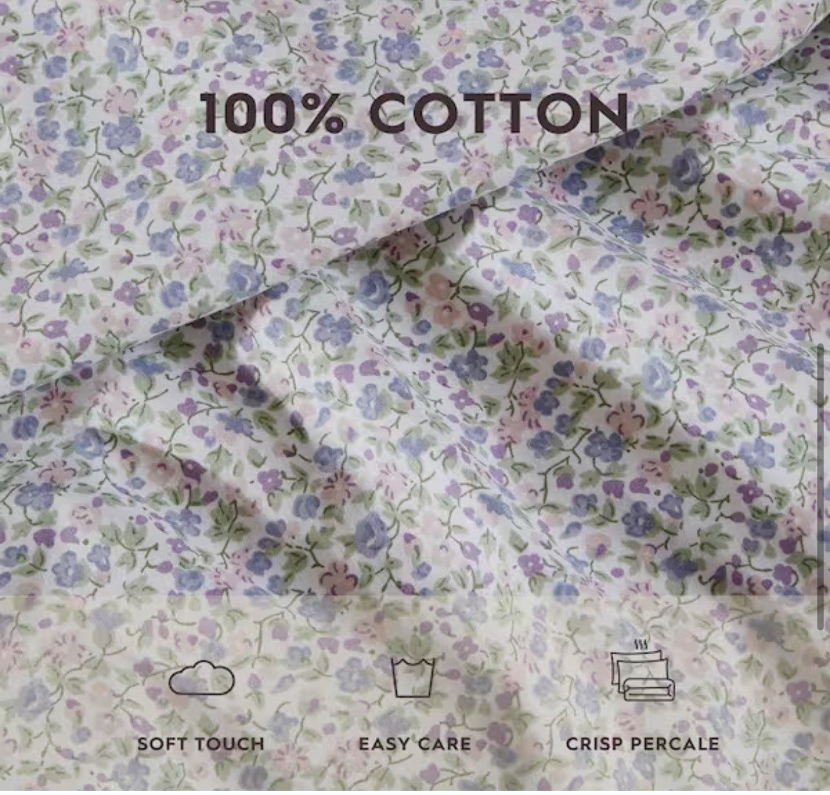 Laura Ashley 4-Piece Cotton Percale King Sheet Set (EMOGENE T200 HTR KG SHEET SE