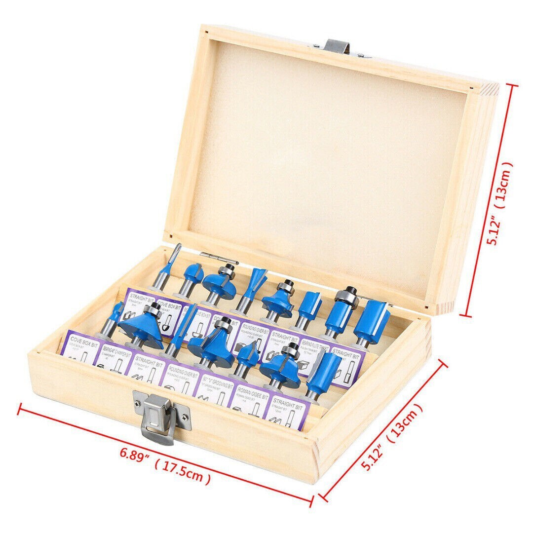 15Pcs Carbon Milling Cutter Router Bit Set Tungsten Carbide Router 1/4" Shank US