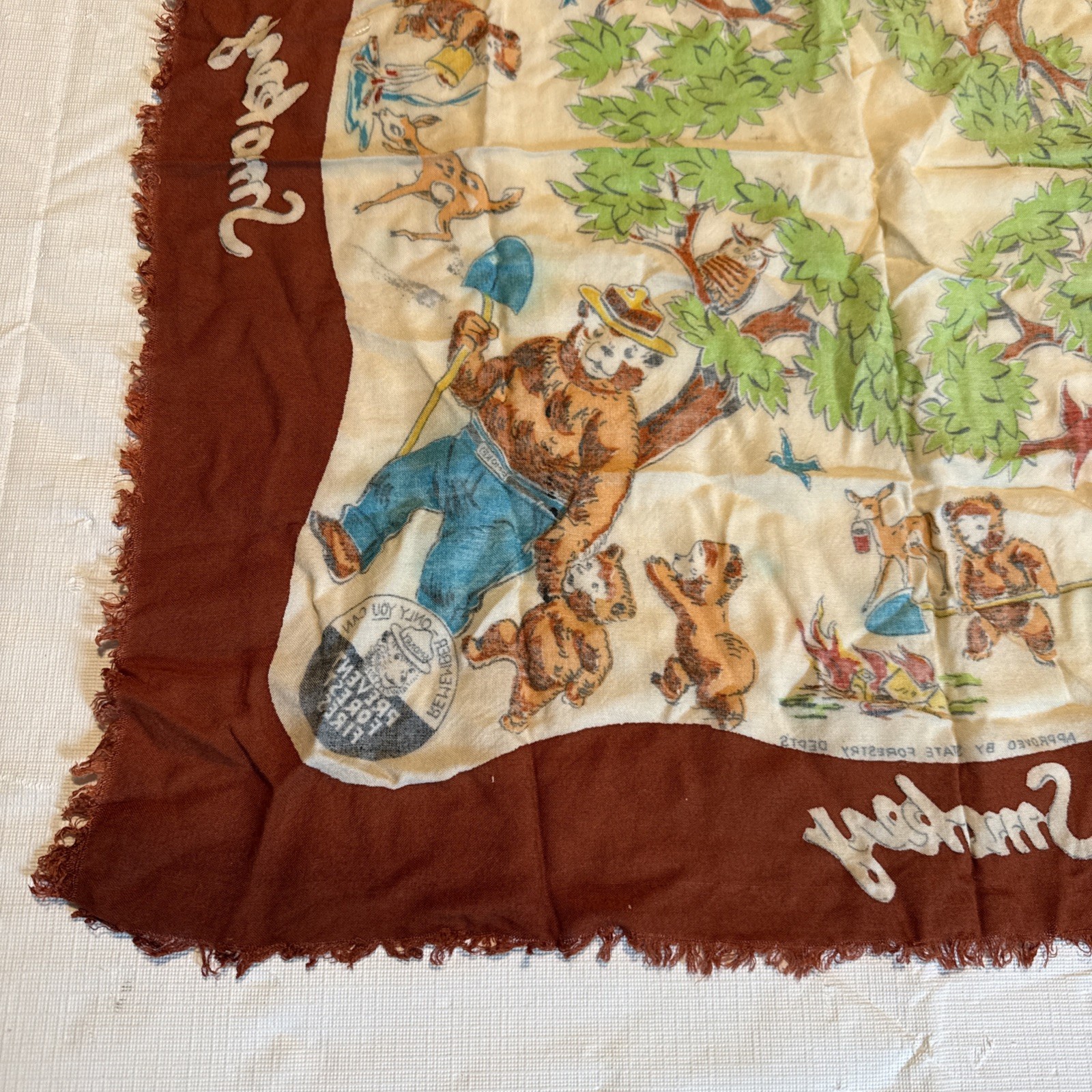 VTG 1940s-50s US Dept Agriculture SMOKEY THE BEAR Forestry Department SCARF-HTF