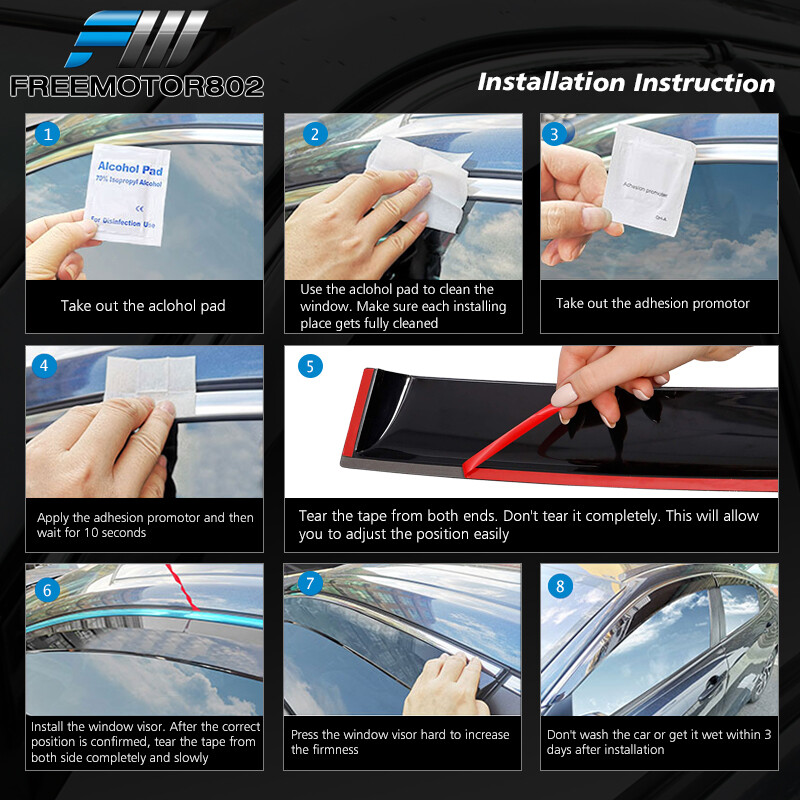 Fits 09-15 Nissan Maxima Sedan Window Visors Rain Sun Guard Deflector