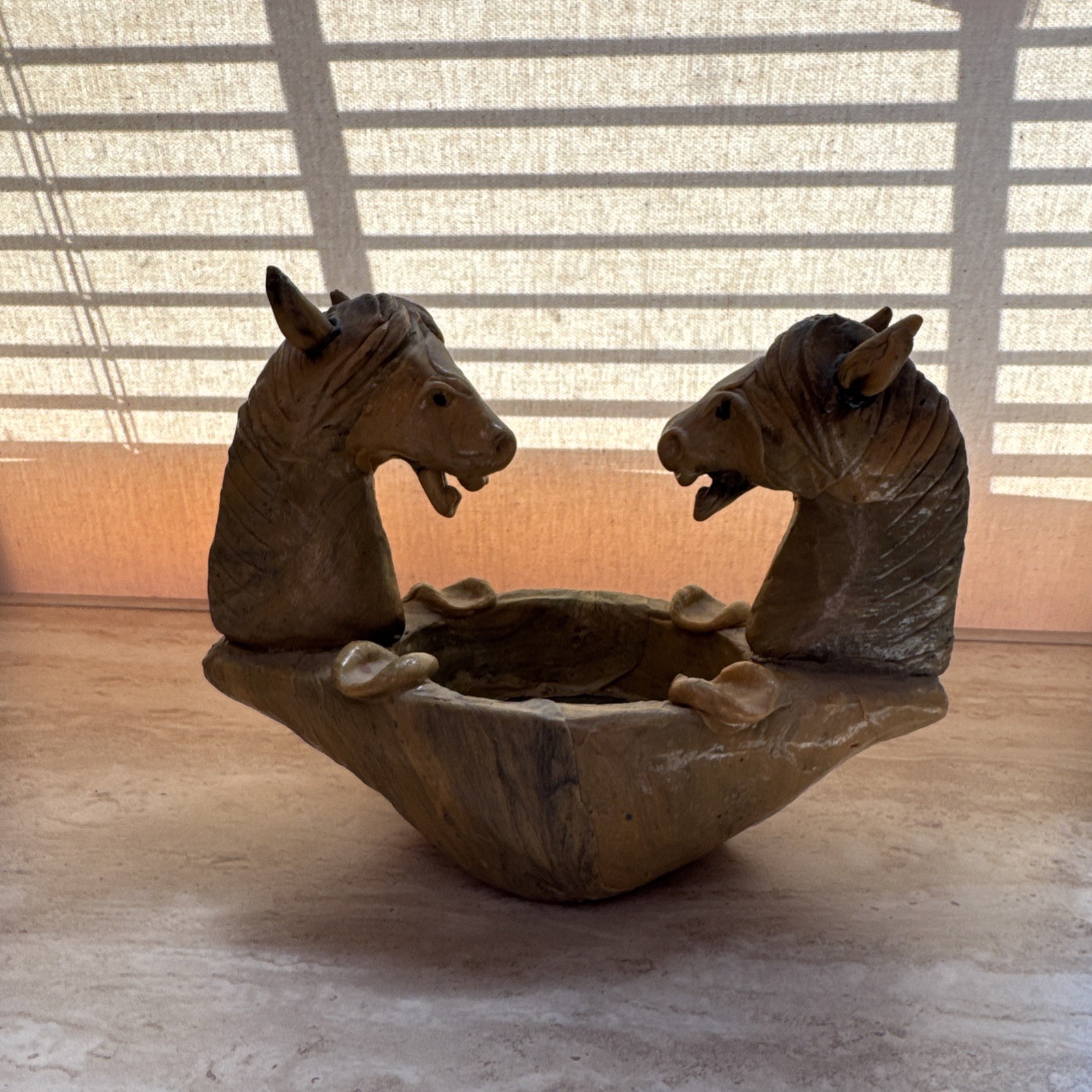 Folk Art Dueling Donkey Ashtray