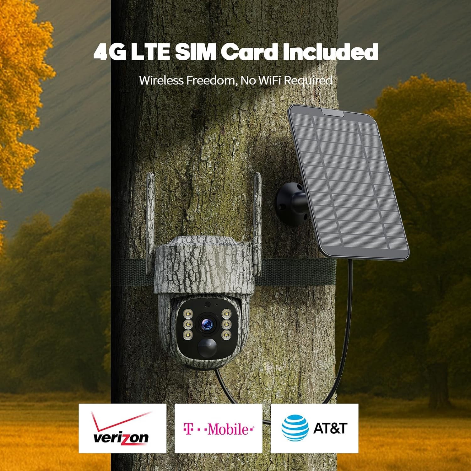 4G LTE Cellular Solar Battery Security Camera 2.5K Outdoor Wireless 2 Way Audio