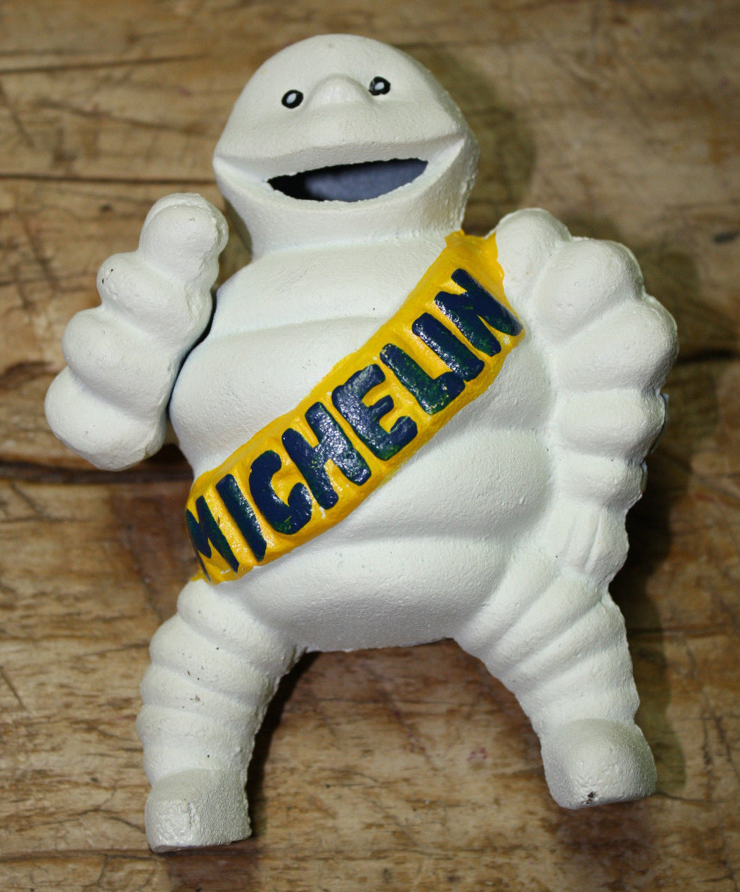 Cast Iron MICHELIN MAN Cave SIGN DISPLAY DOORSTOP PAPERWEIGHT Coin Bank Gas Oil