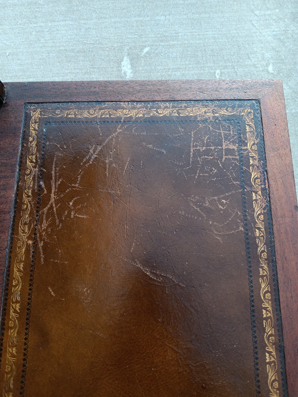 Walnut Carolina Co. Step End Table With Leather Top Drawer And Caster Wheels