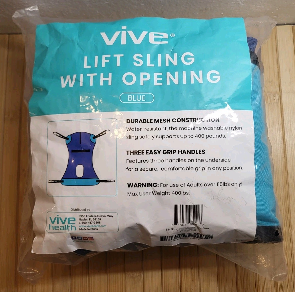 Vive Patient Lift Sling with Opening Supports Up To 400lb Durable Machine Wash