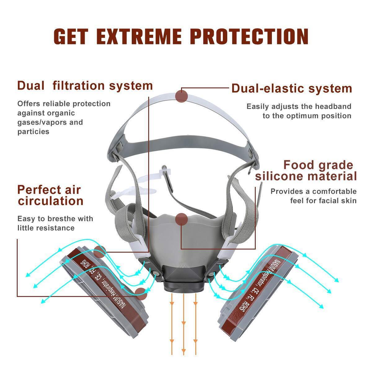 PRO 6200 Half Face Gas Mask Cover Painting Spraying Respirator Work Facepiece