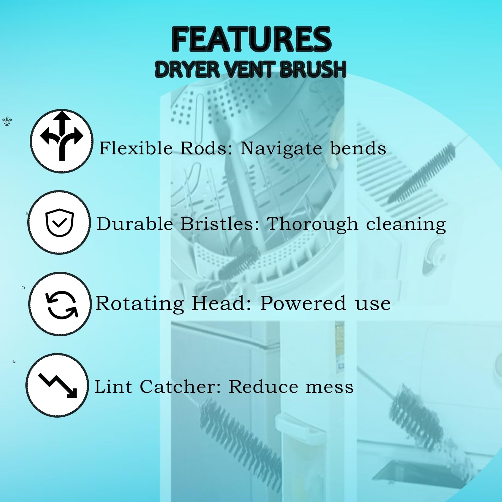 Dryer Vent Cleaner Kit Flexible Lint Brush Refrigerator Coil Dust Remover