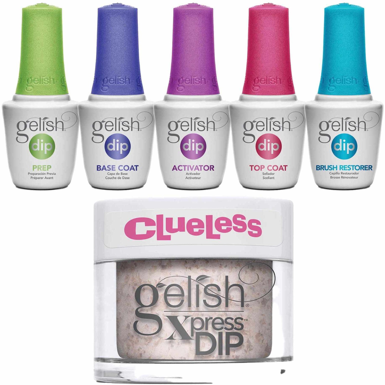 Gelish Dip Bundle, Includes Basix Kit and Light Pink Glitter Dip Powder