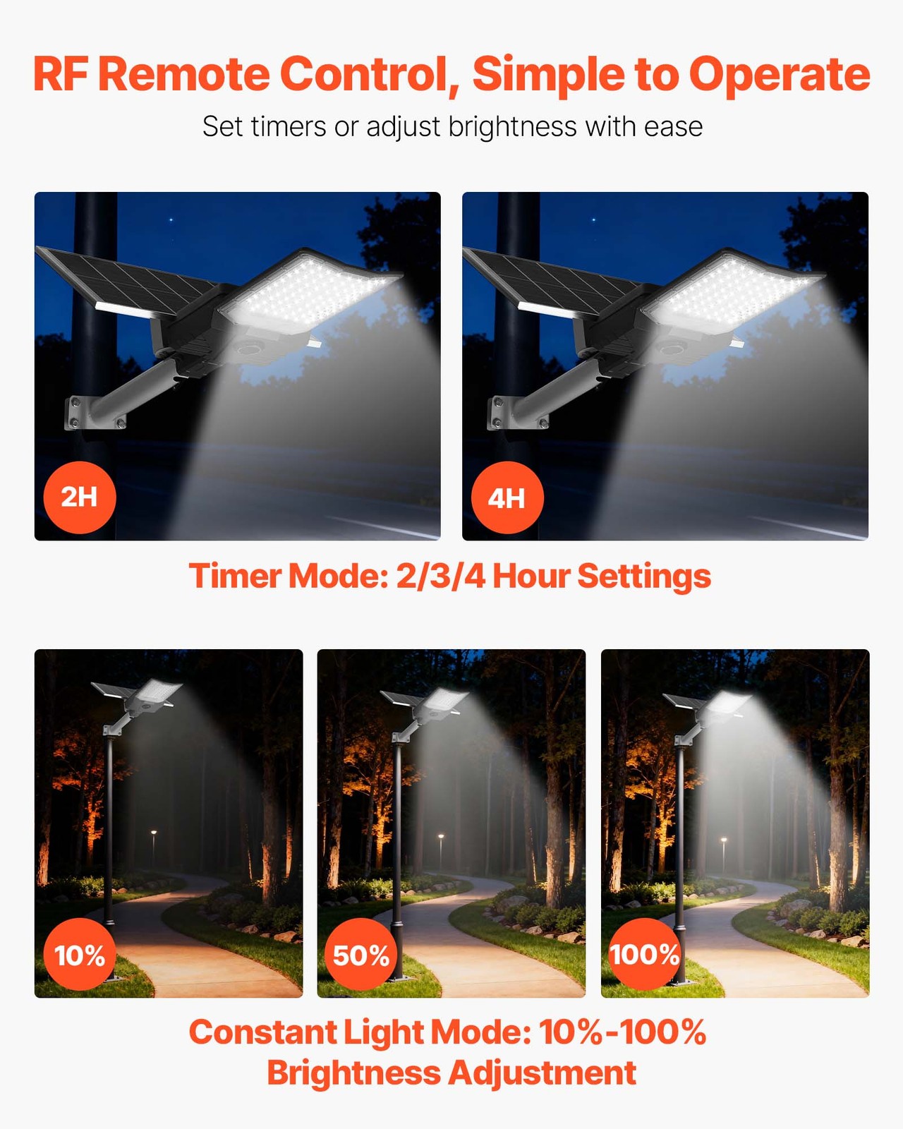 VEVOR 12000W Solar Street Light Outdoor 900000LM Parking Lot Light Dusk to Dawn