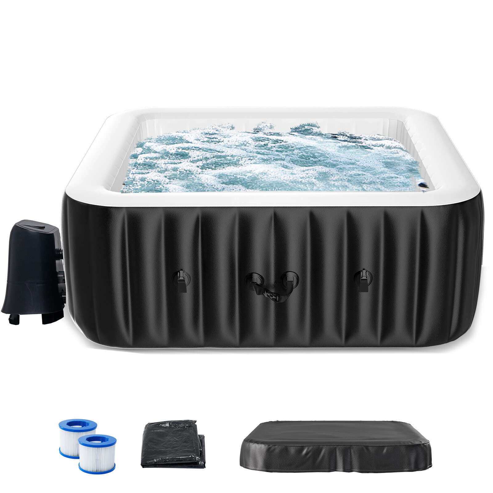 SLSY Inflatable Hot Tub 6 Person Large Square Hot Tub 73X73X25" Blow up Hot Tub