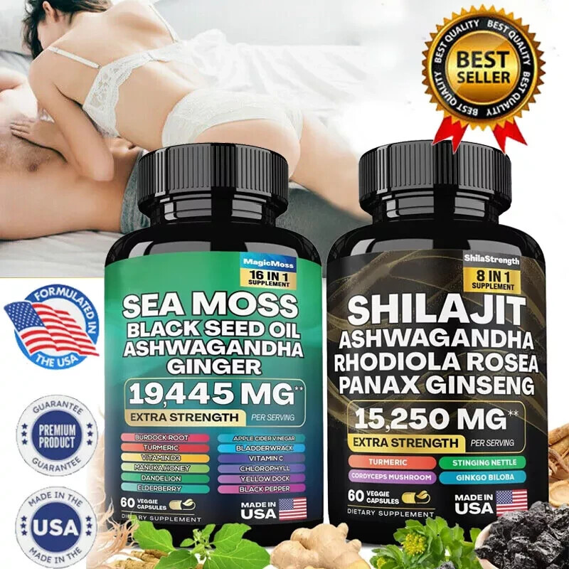 Sea Moss & Shilajit (Black Seed Oil, Turmeric, Ashwagandha, Ginger, Vitamin D