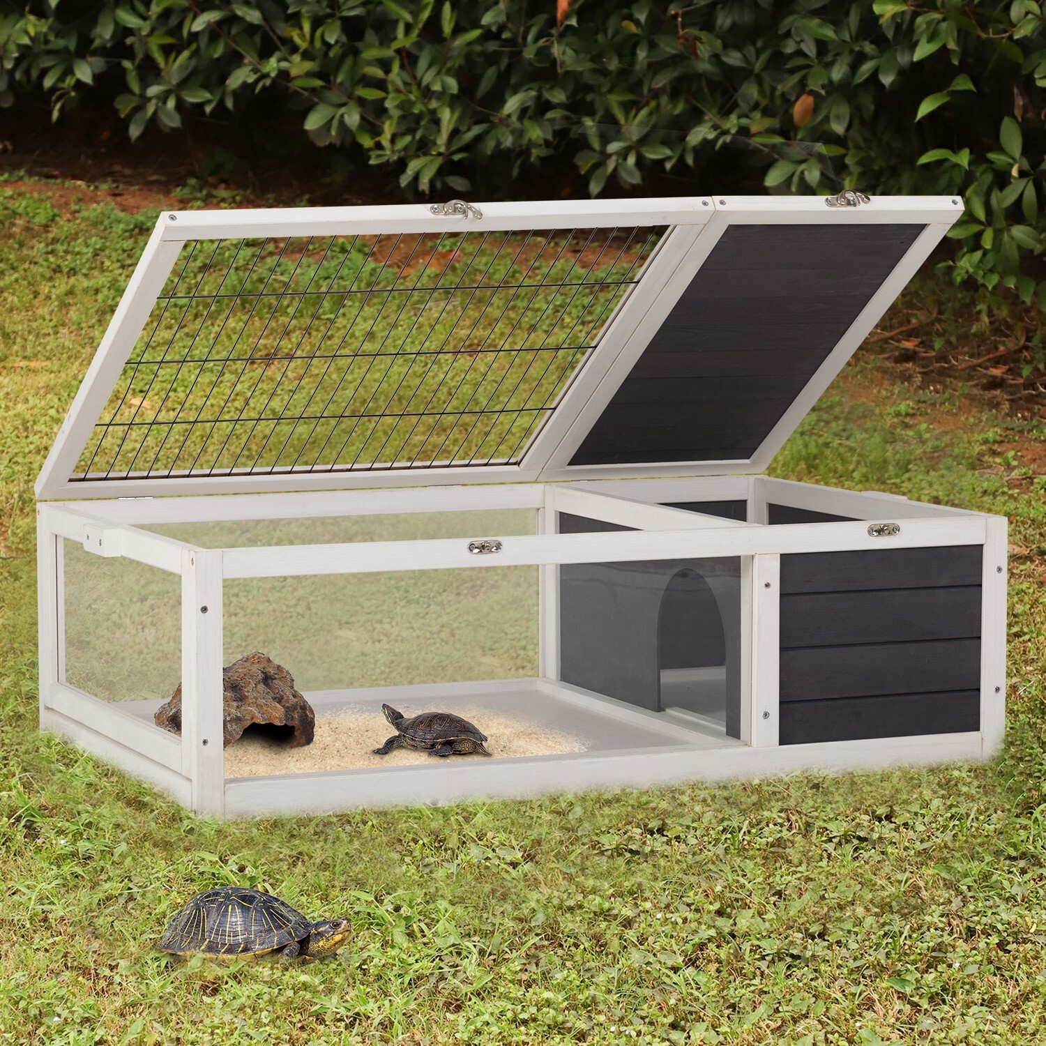 Wooden Tortoise Habitat Indoor & Outdoor Large Transparent Tortoise Enclosure