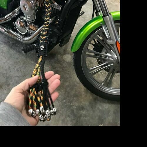 Motorcycle Get Back Whip With 1" Ball and Skull Tassels 36" Paracord Motor Whip