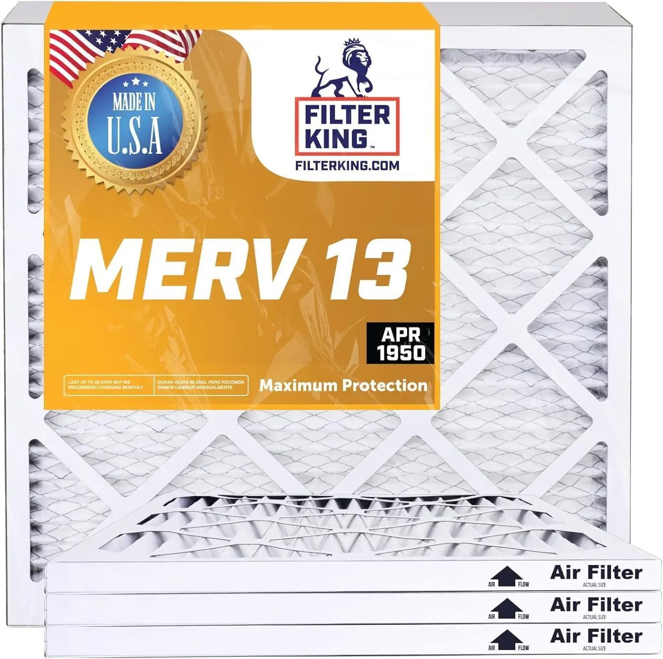 Filter King 21x21x1 Air Filter 6-PACK MERV 13 Actual Size 20.5 x 20.5 x .75"