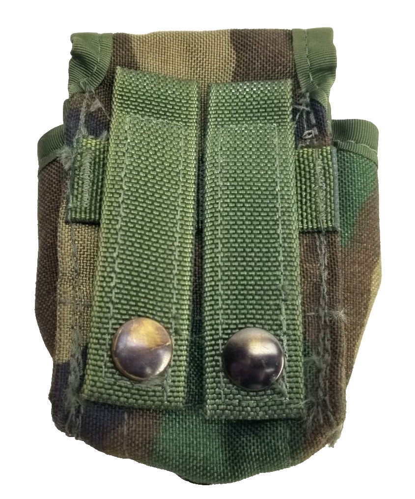USGI Military Molle II WOODLAND CAMO Army Hand Grenade Pouch 4.5x3x2.25 VGC
