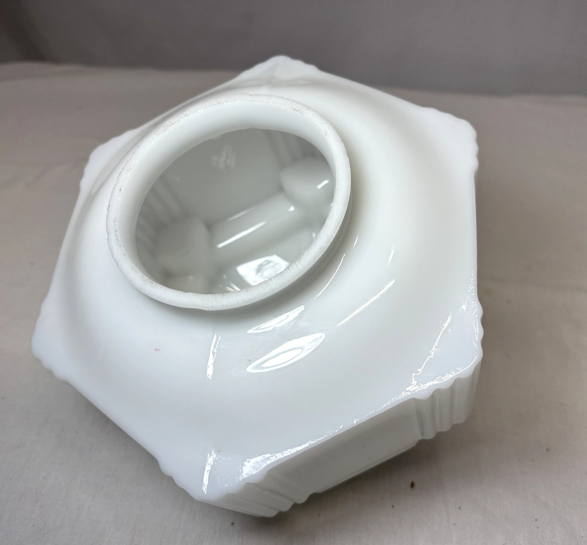 Skyscraper Shade Porcelain Ceiling Light Fixture Vtg Art Deco Glass USA #L44